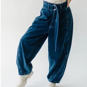 FREE PEOPLE The Amsterdam High Rise Deep Indigo Barrel Jeans